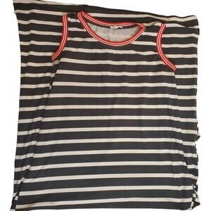 EXIST Long B&W Long T-Shirt Style Maxi Pullover Casual Split Weekend Dress Sz L